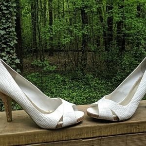 Nine West white platform peeptoe shoes sz size 12